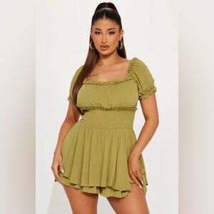Charming As Ever Romper - Olive